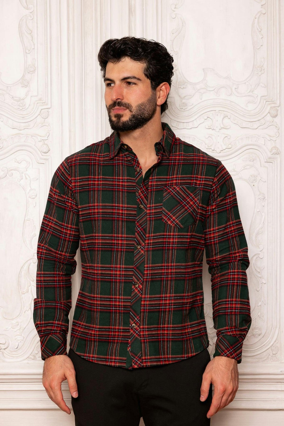 Mens John Shirt in Evergreen Plaid