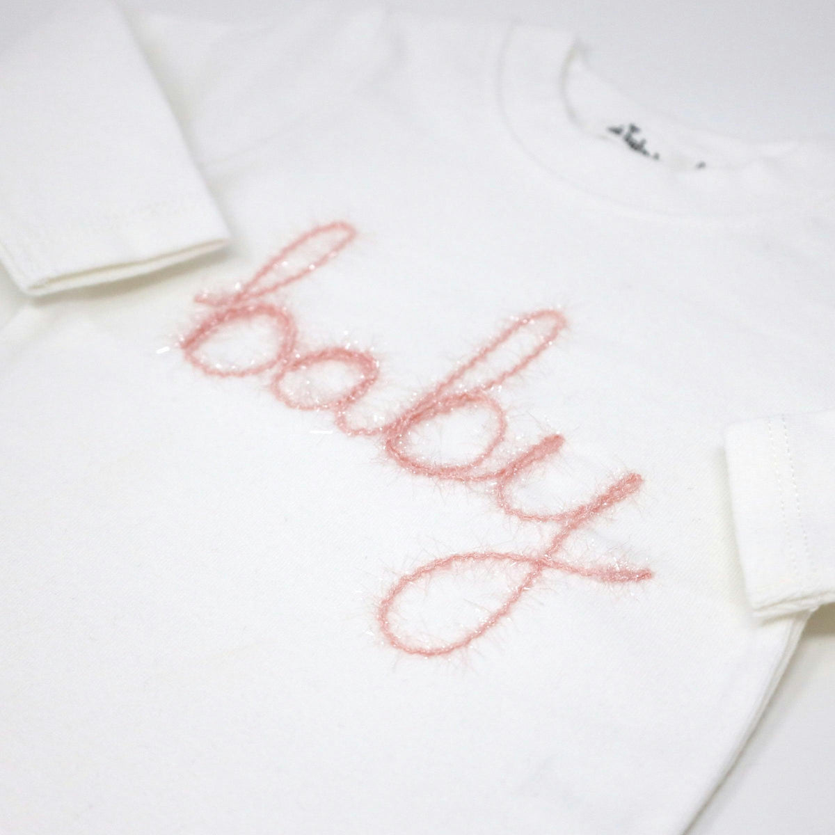 "Baby" Pink Sparkle Embroidered Two Piece Set