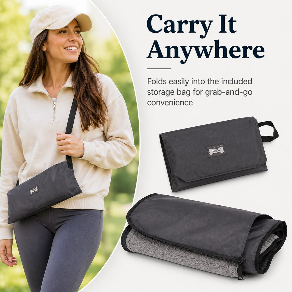 Portable Outdoor Pet Mat with Carry Bag - Foldable Travel Dog Blanket for Parks, Camping & Road Trips