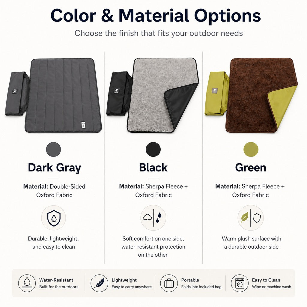 Portable Outdoor Pet Mat with Carry Bag - Foldable Travel Dog Blanket for Parks, Camping & Road Trips
