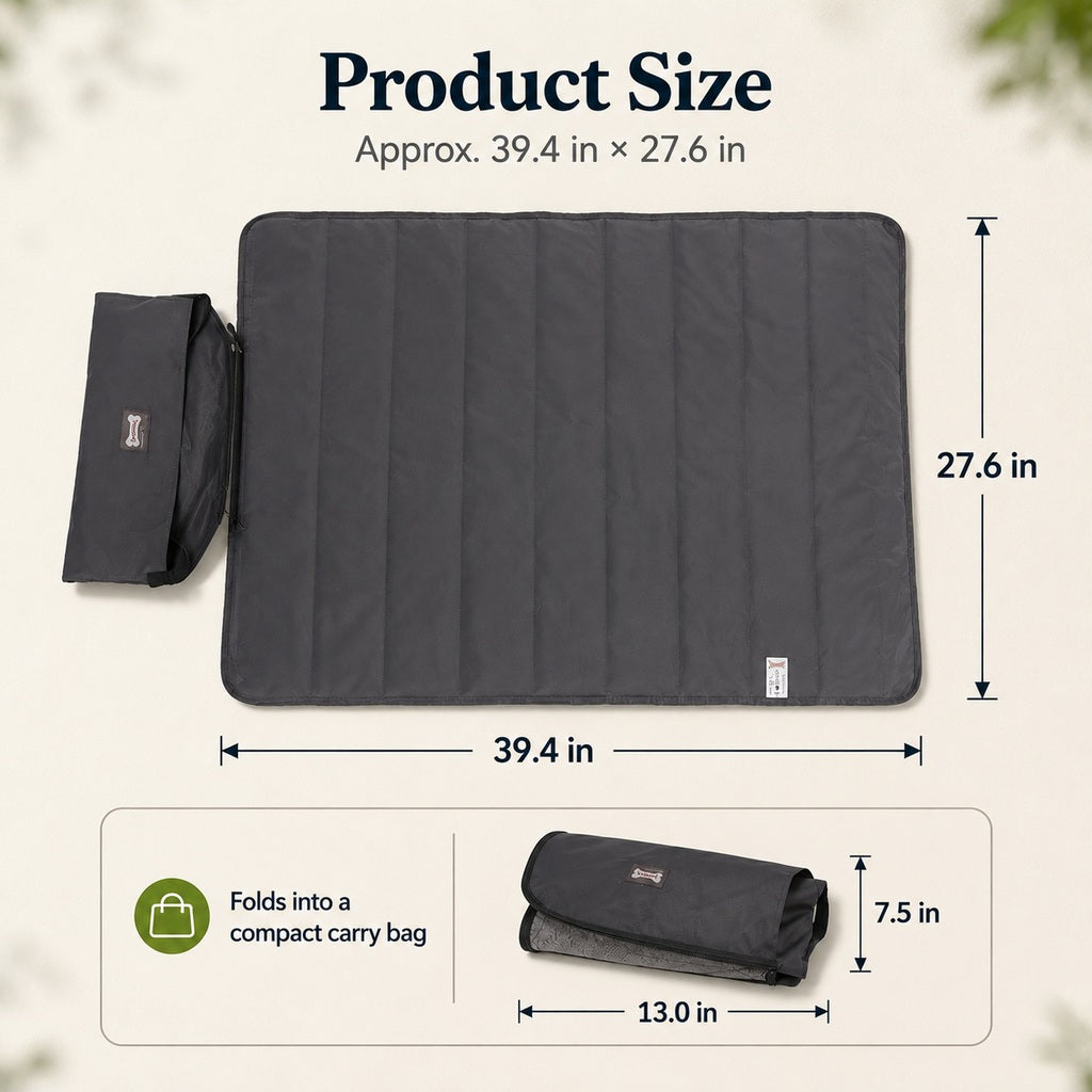 Portable Outdoor Pet Mat with Carry Bag - Foldable Travel Dog Blanket for Parks, Camping & Road Trips