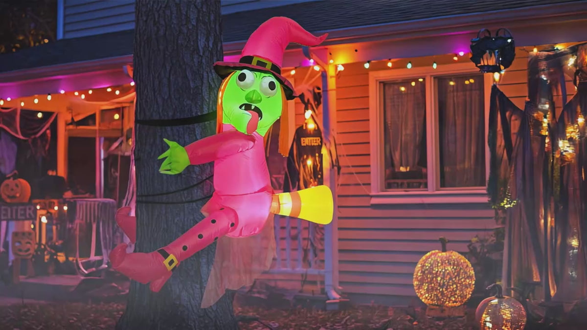 Halloween Inflatable Crashing Witch LED Decoration 1.5m