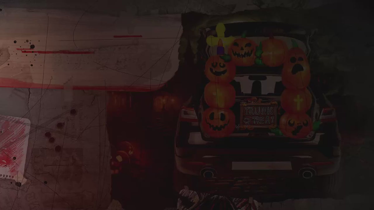 Inflatable Car Pumpkin Halloween Yard Decoration LED Lights 1.2m