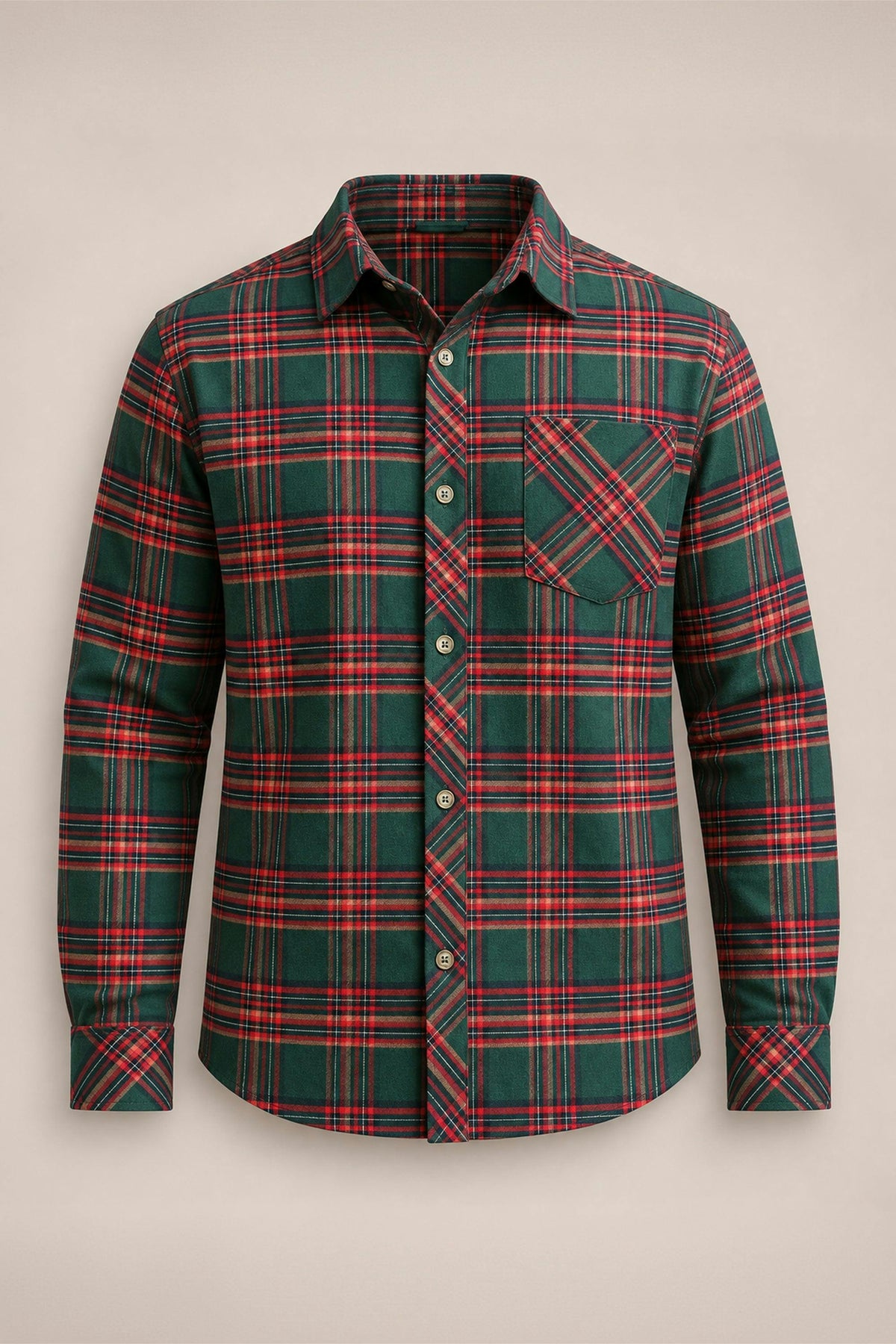 Mens John Shirt in Evergreen Plaid