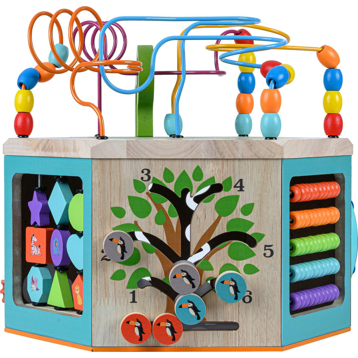 Preschool Play Lab Large Wooden Activity Learning 7-side Cube