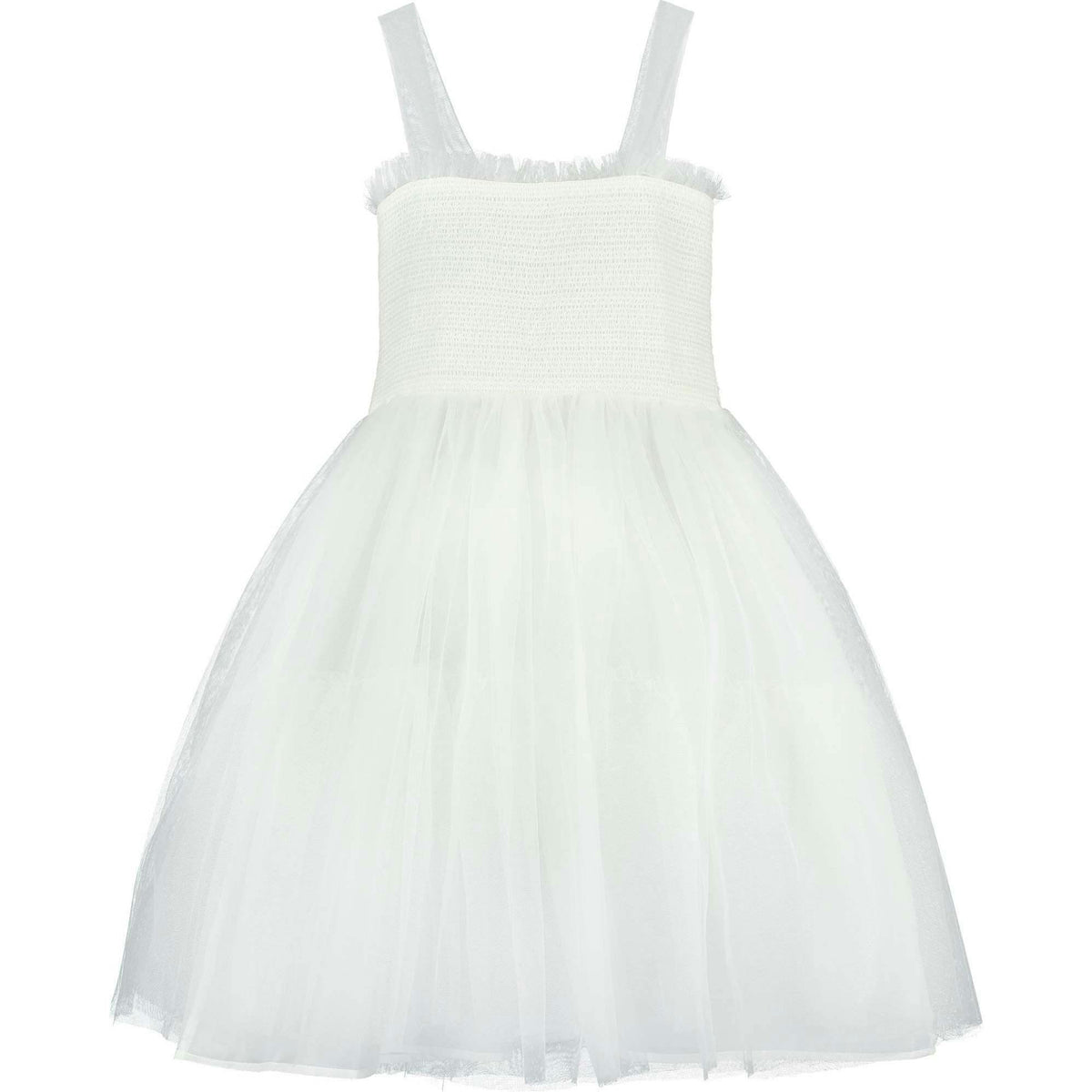 Angel Smocked & Embroidered Tulle Girls Occasion Dress