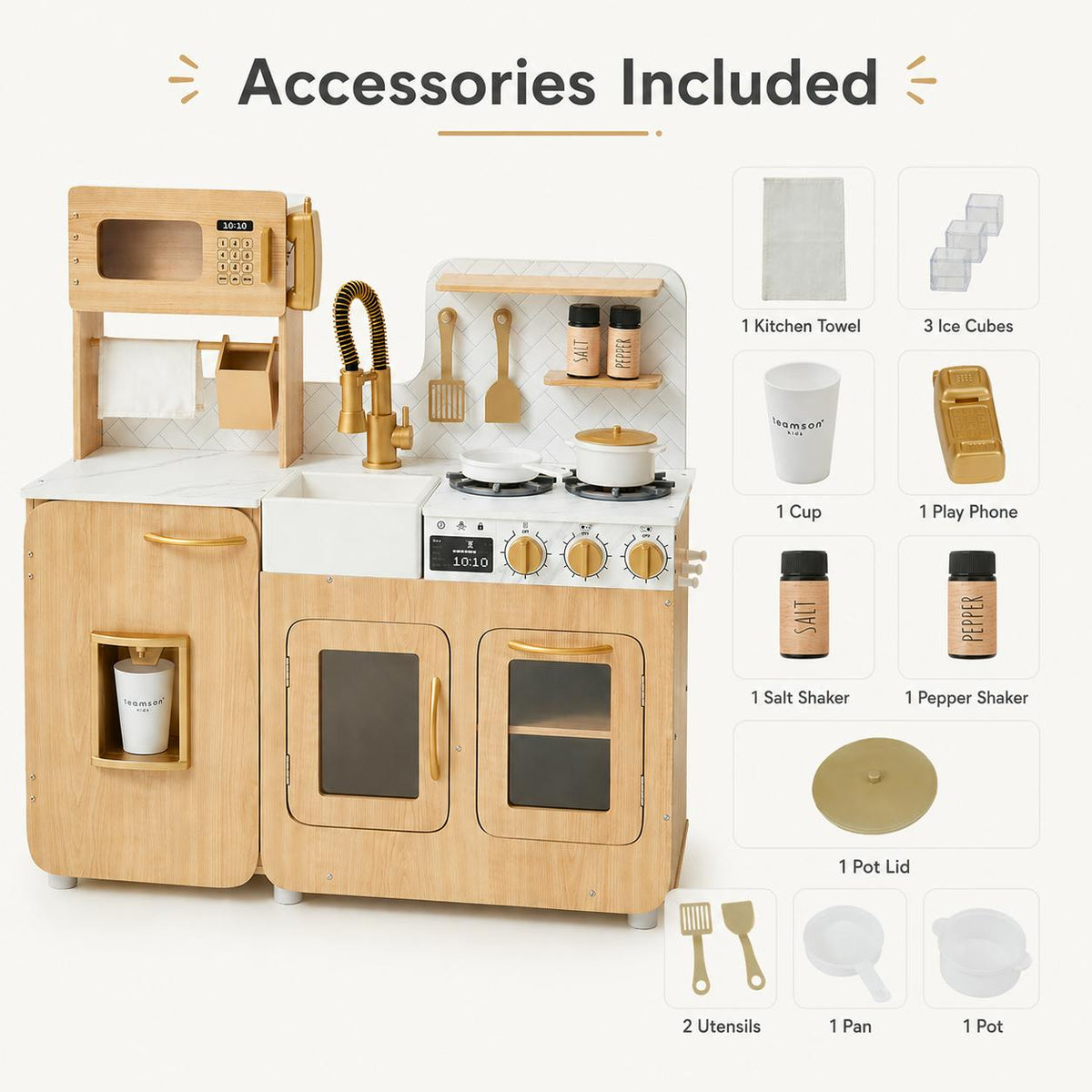 Little Chef Cyprus Medium Play Kitchen - Light Oak/White