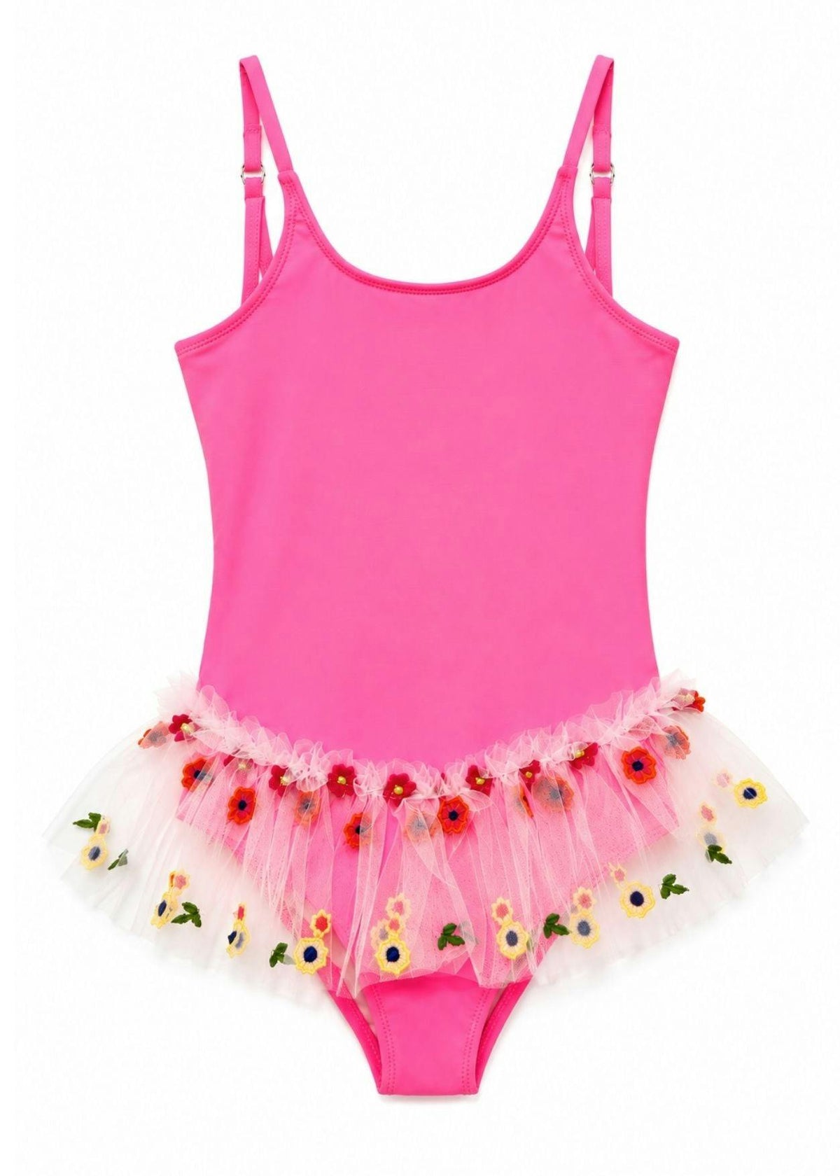 Floral Tutu Neon Pink Swimsuit