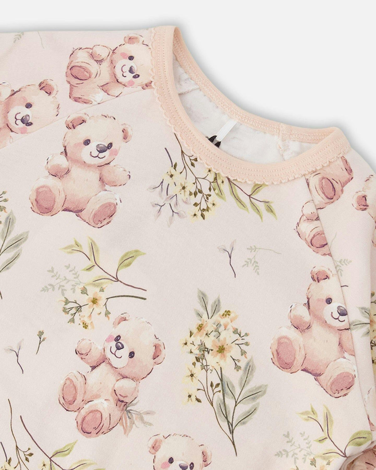 Organic Cotton Two-Piece Pyjama Set Pale Pink Bear Print