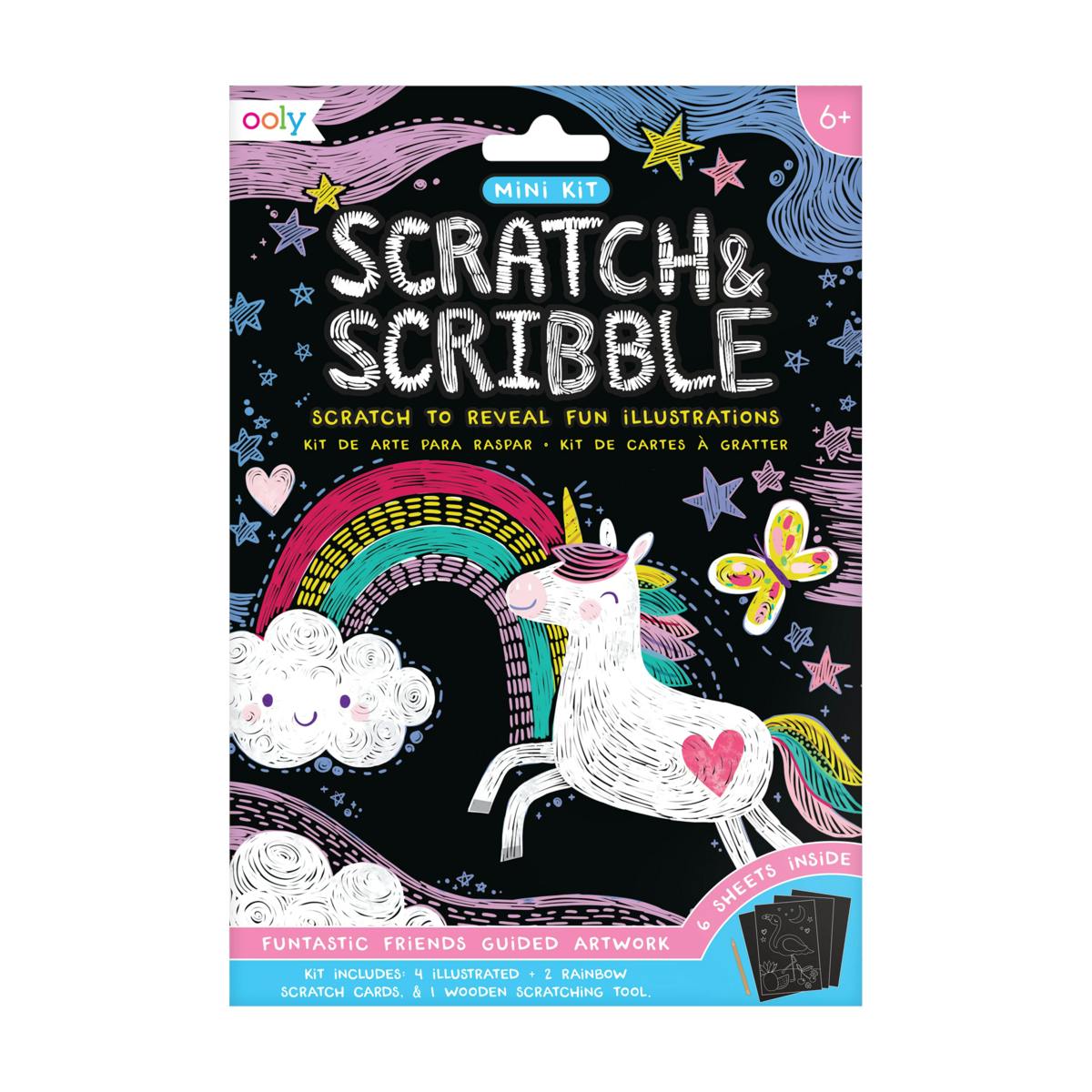 Scratch and Scribble Mini Scratch Art Kit - Funtastic Friends - 6 Cards