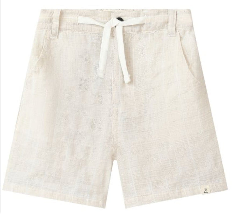 CREW CREAM PLAID WOVEN TEXTURED SHORTS