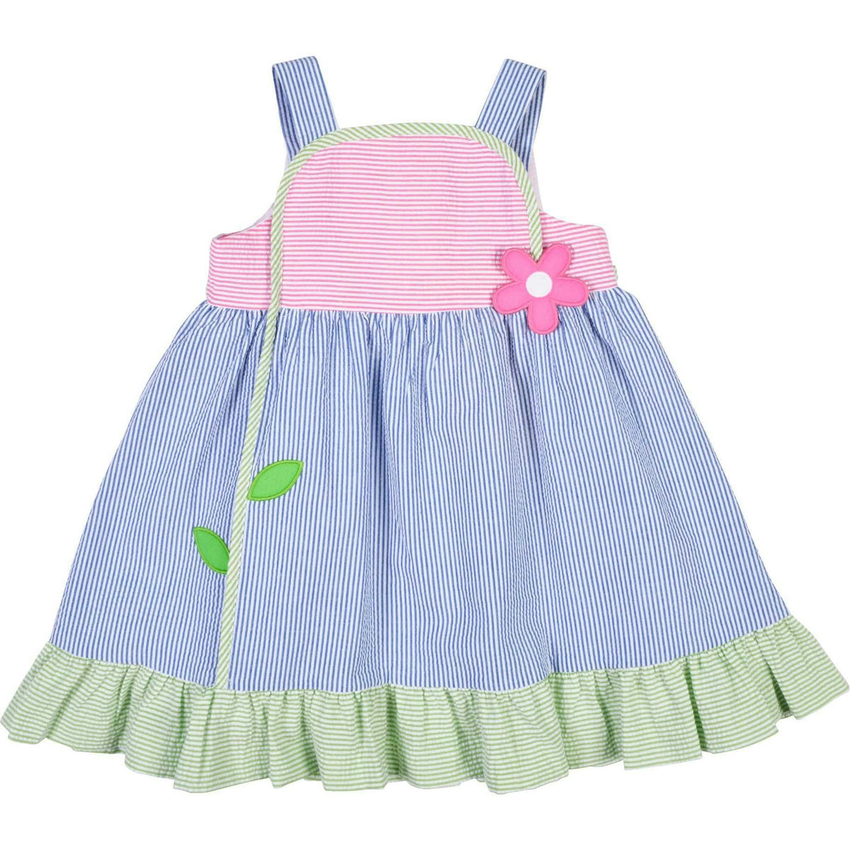 Seersucker Dress With Flower
