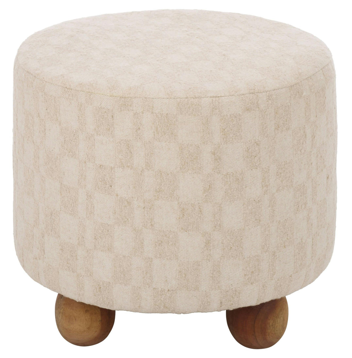 Bronislava Round Wood Pouf