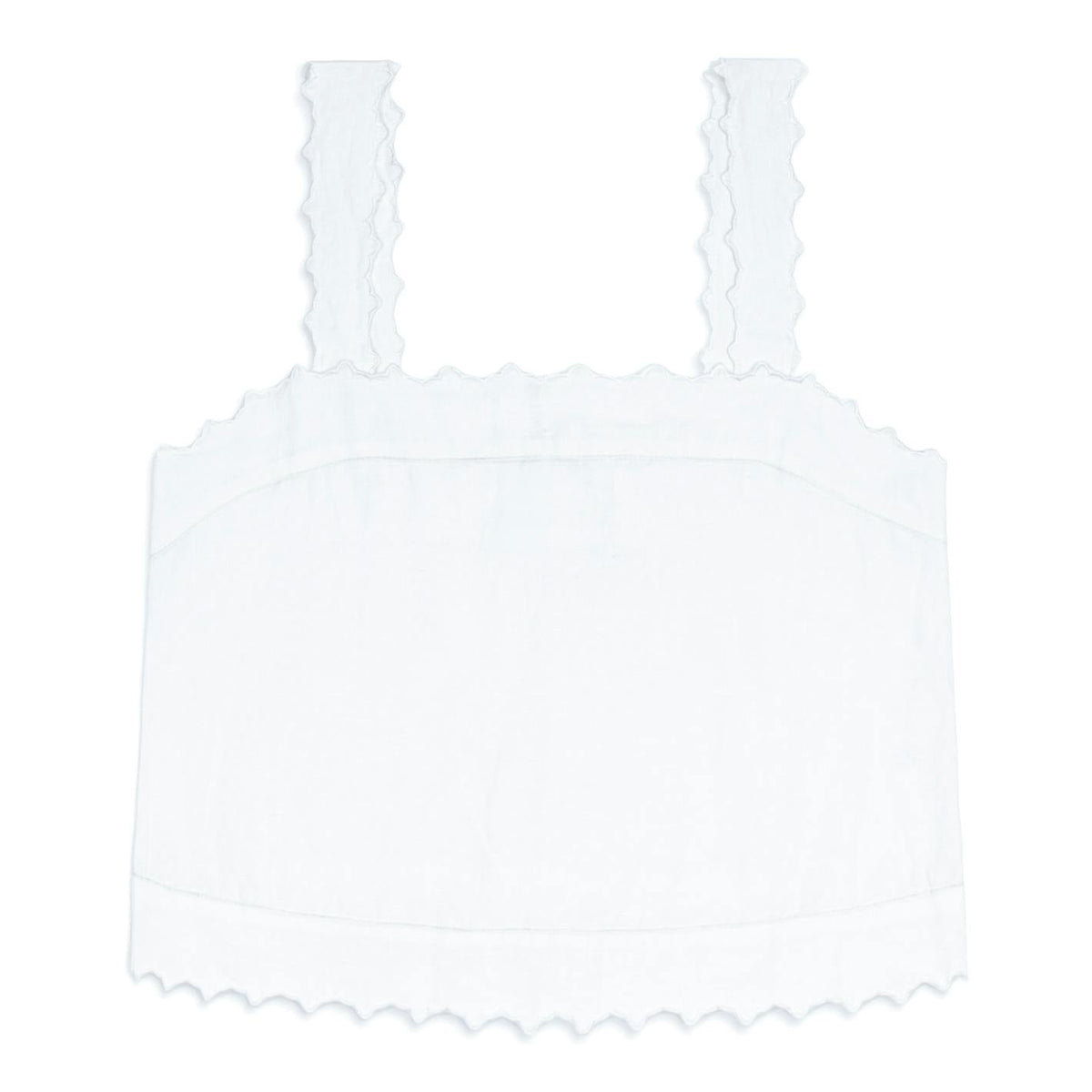 women's white linen scalloped tank