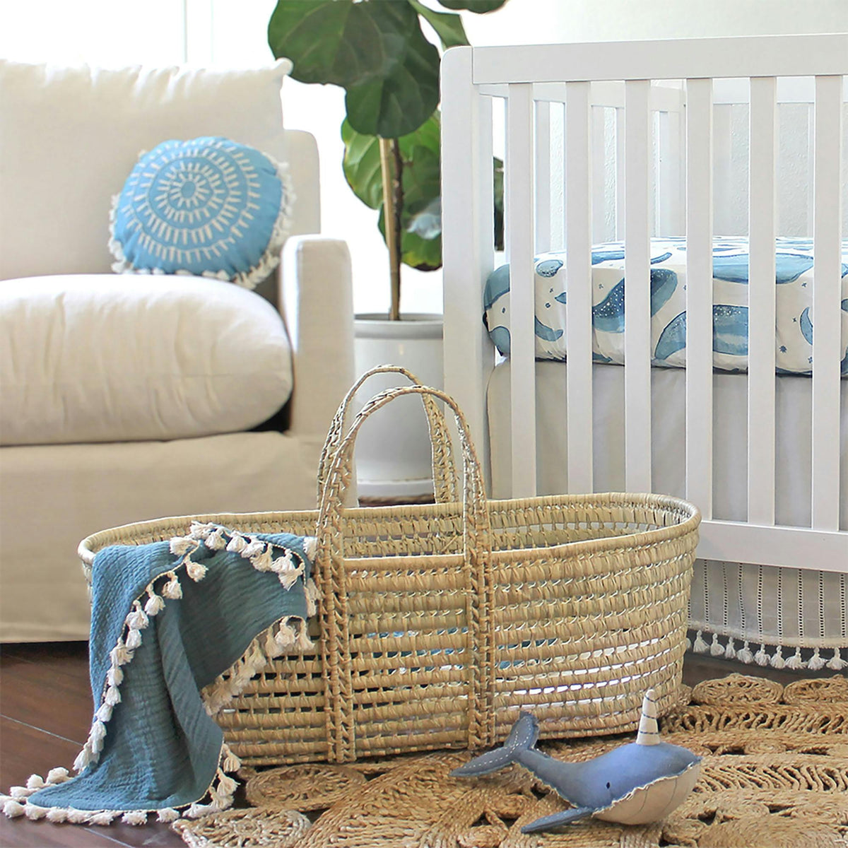 6-Layer Cotton Muslin Baby Blanket (Riverstone Blue)