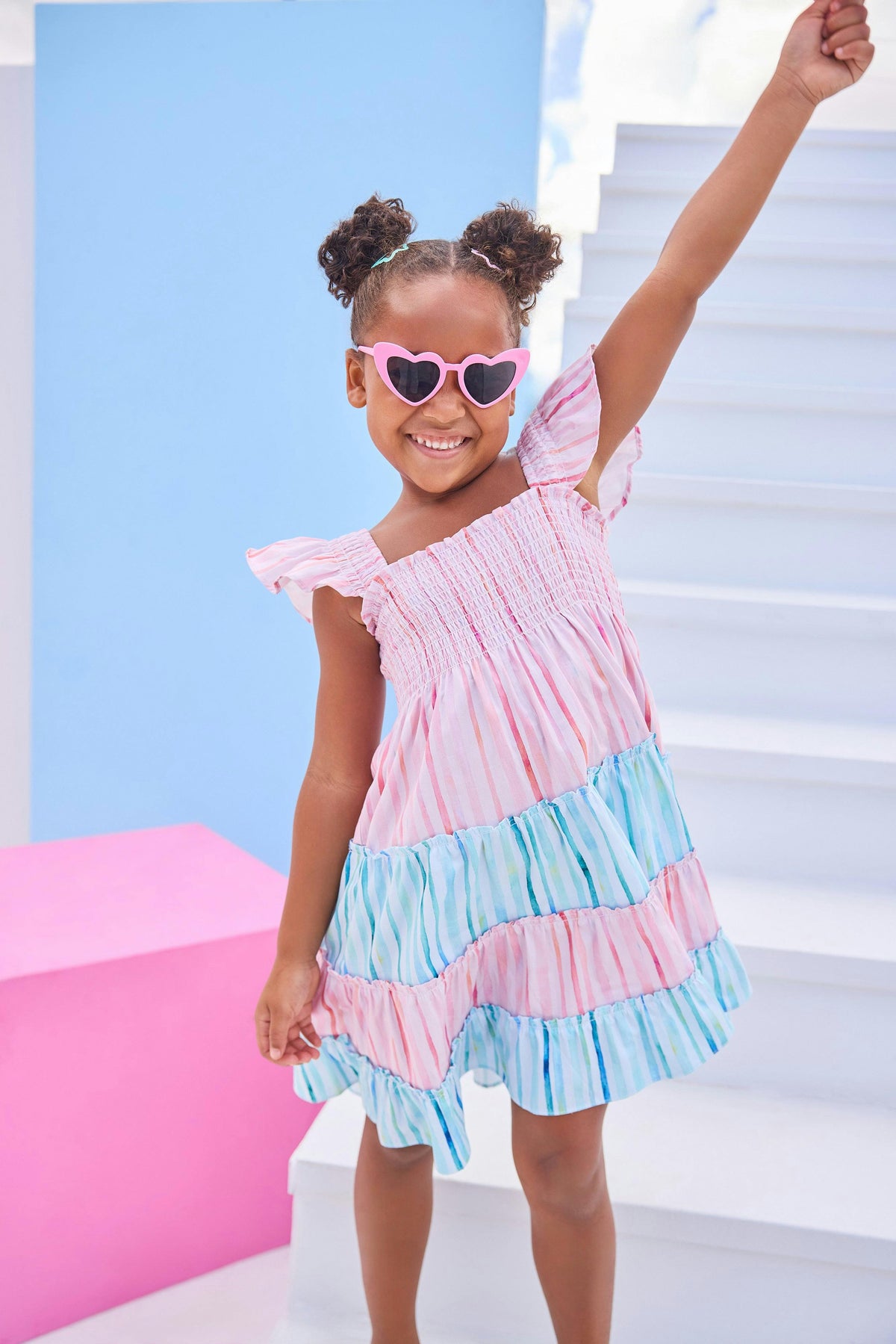 Twirl Dress - Watercolor Multi Stripe