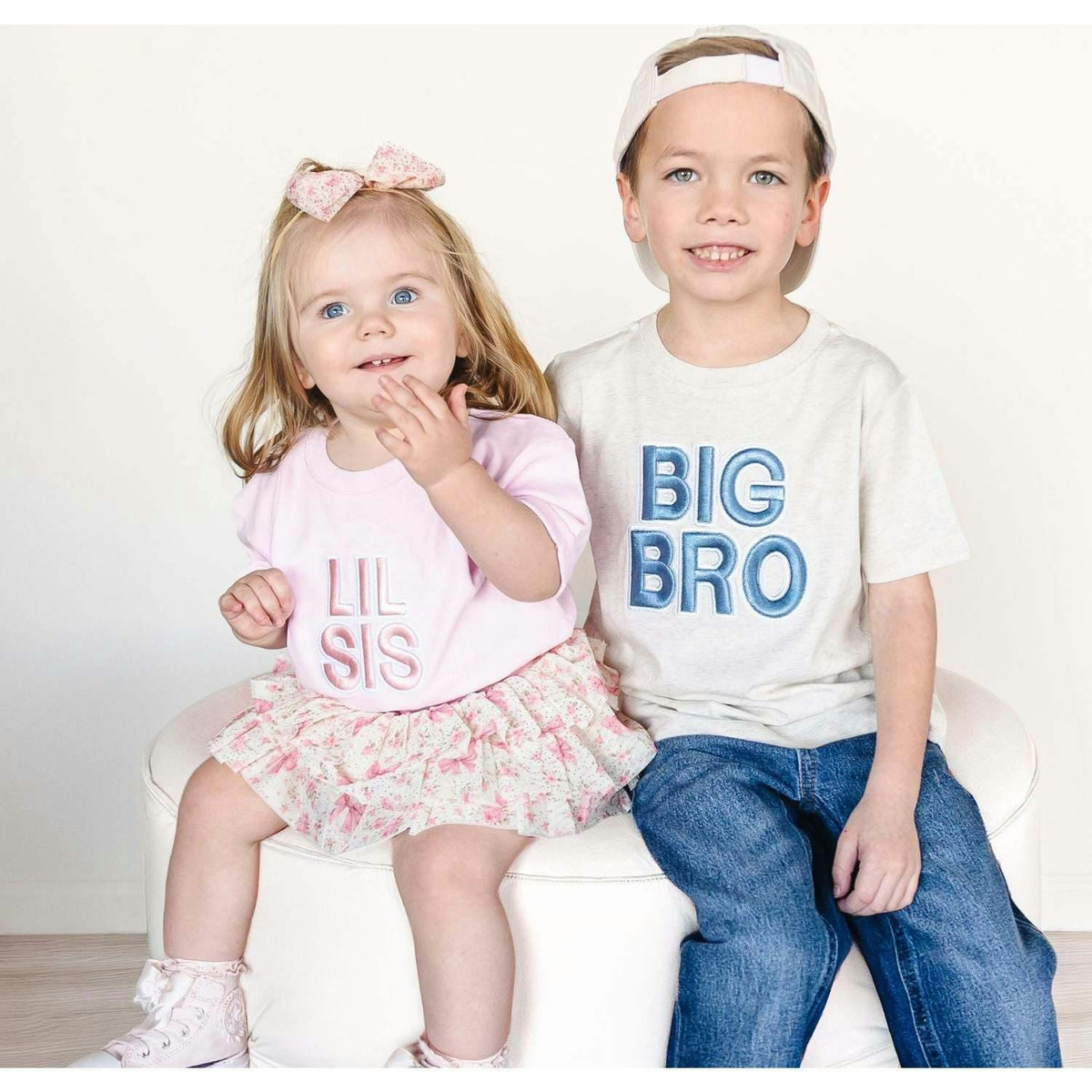 Lil Sis Embroidered Patch Short Sleeve Romper - Ballet