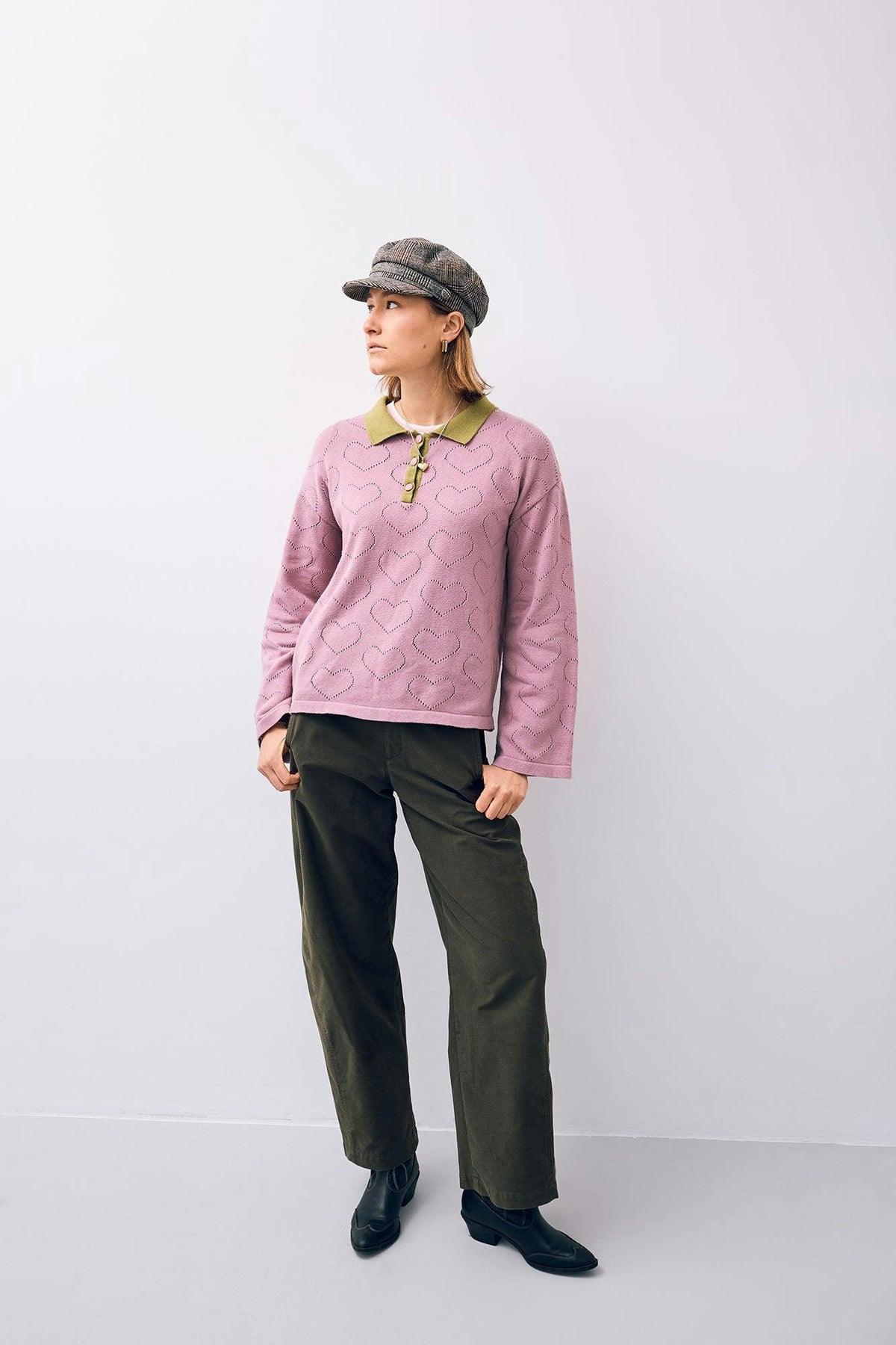 women's cotton sweater - blush hearts