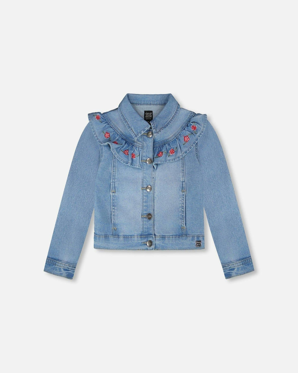 Light Blue Denim Jacket With Embroidery