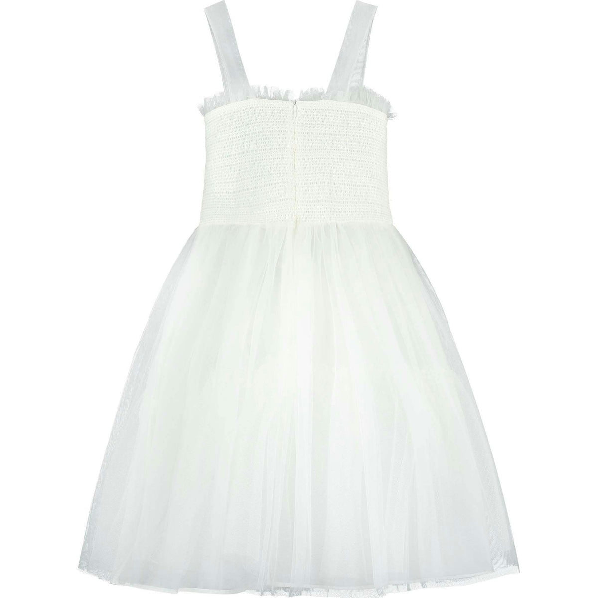 Angel Smocked & Embroidered Tulle Girls Occasion Dress