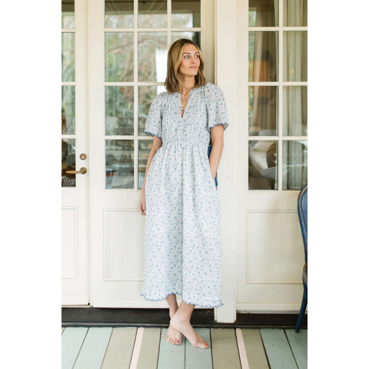 Lindsay Dress in Floral Blues