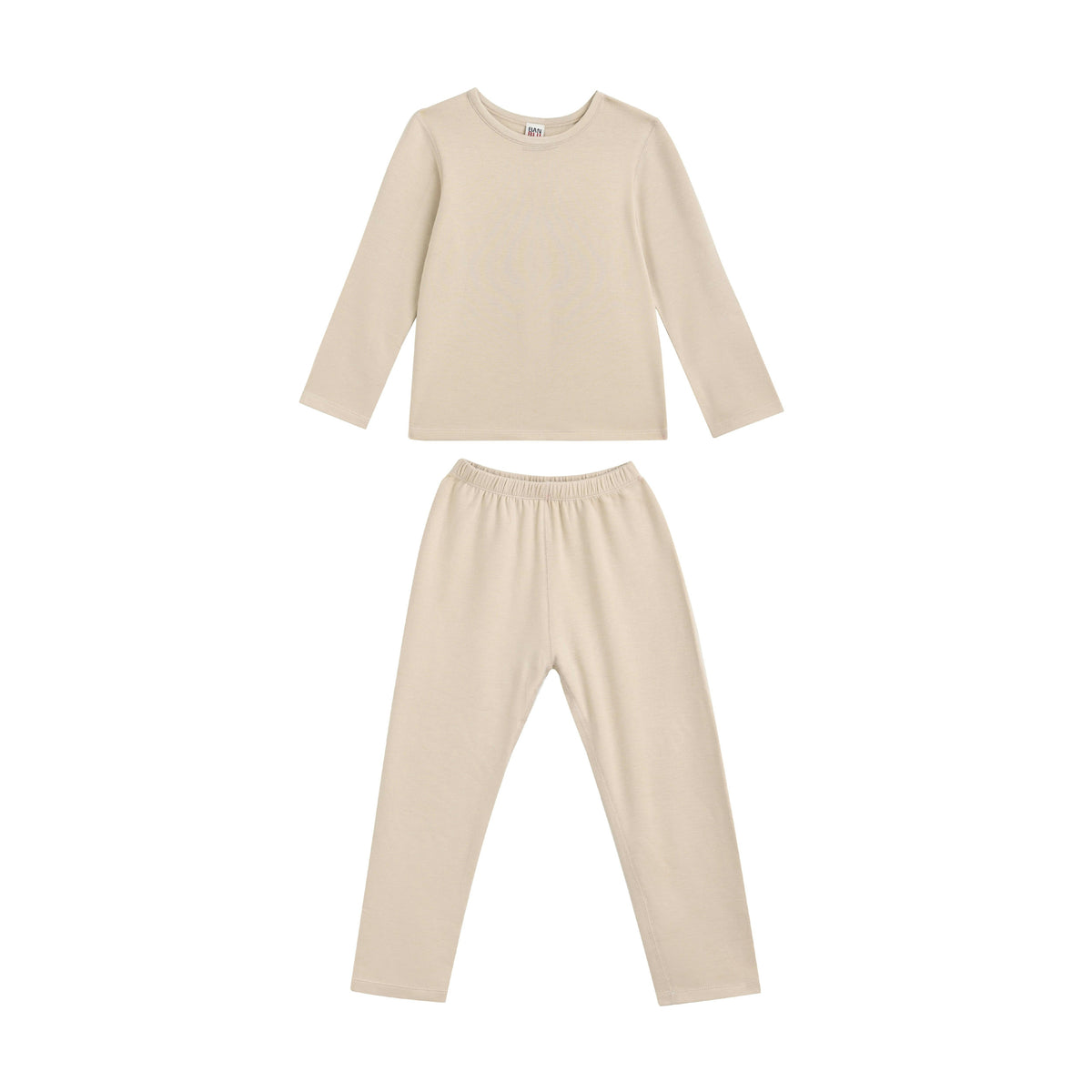 Beige Solid Wool-Blend Pajama Set