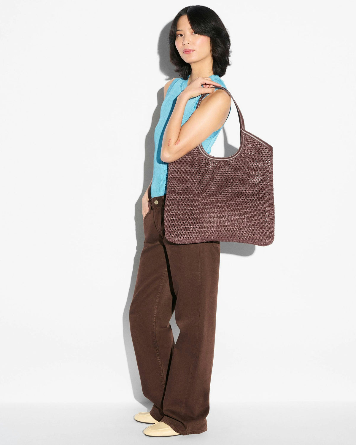 Brown Crochet Large Crochet Georgica Tote