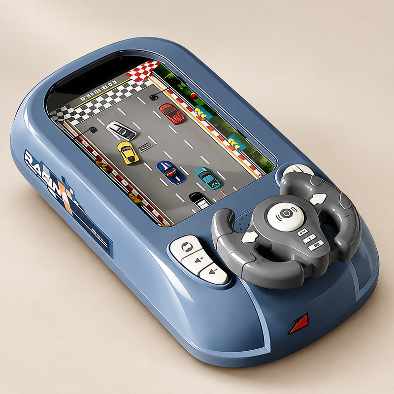 Steering Wheel Racing Game with Moving Road