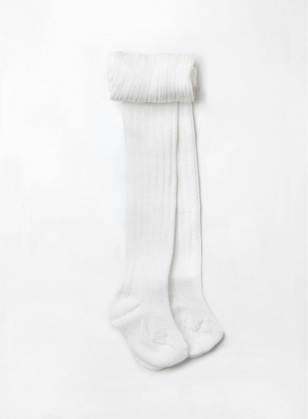 Baby Ribbed Tights in White