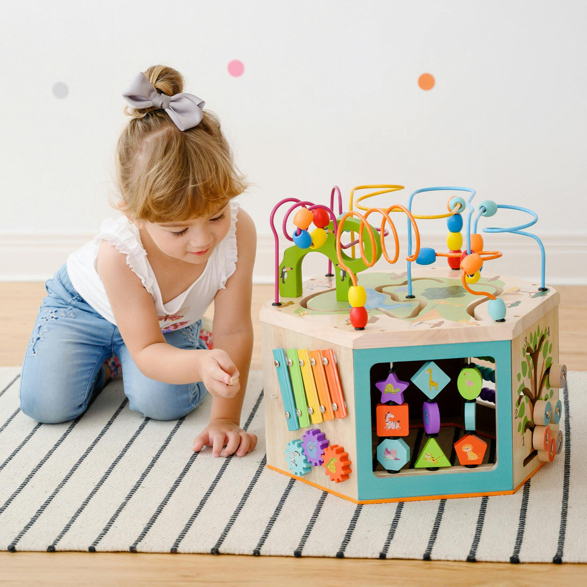 Preschool Play Lab Large Wooden Activity Learning 7-side Cube