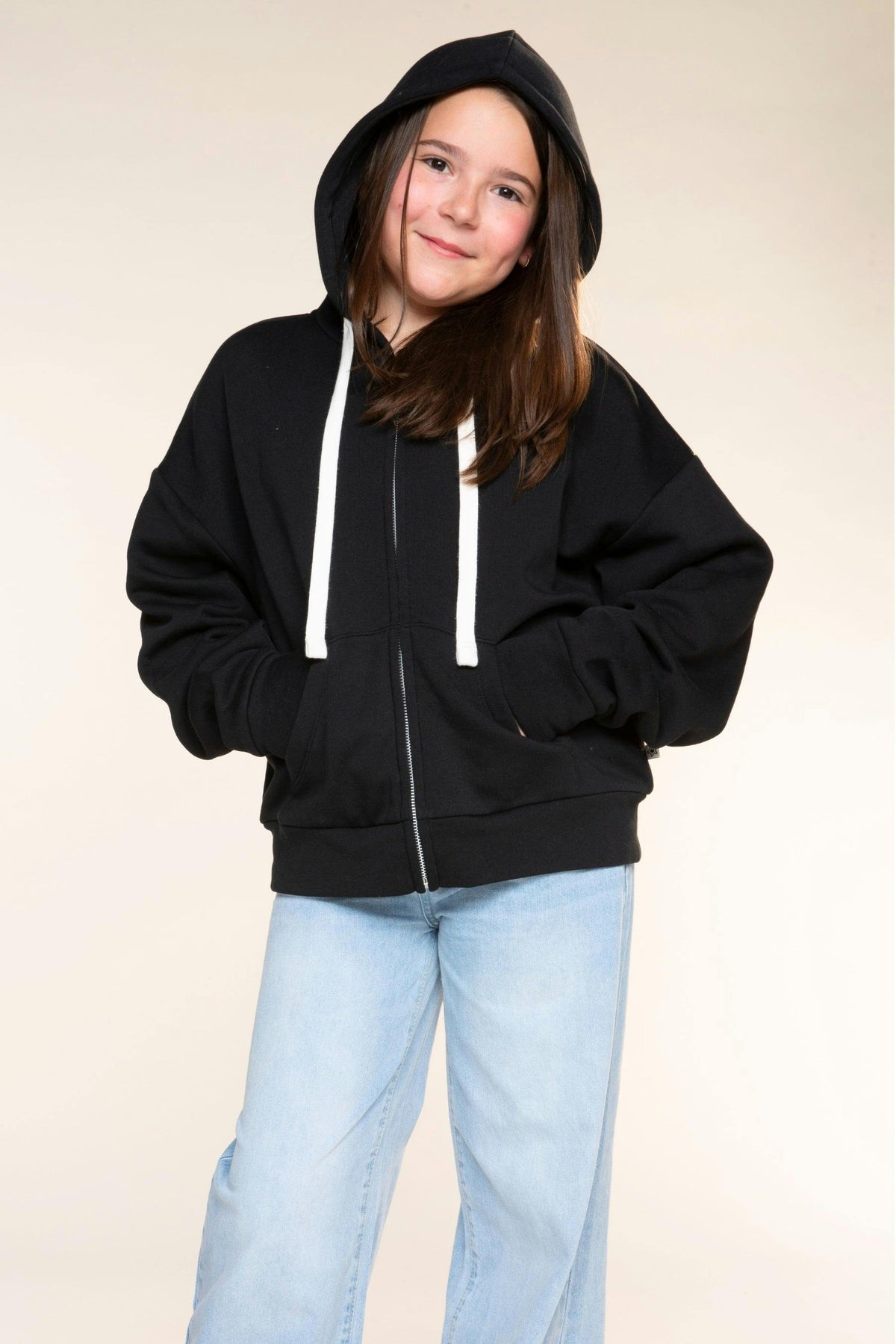 Butter French Terry Drop Shoulder Zip Hoodie