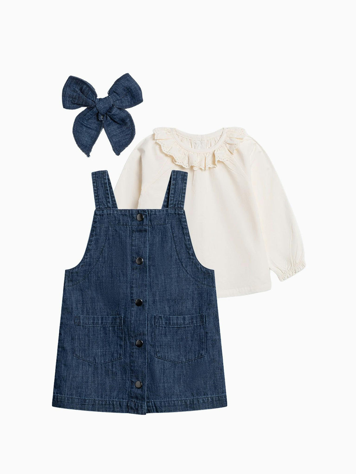 Organic Toddler Girls Chambray Jumper Bundle