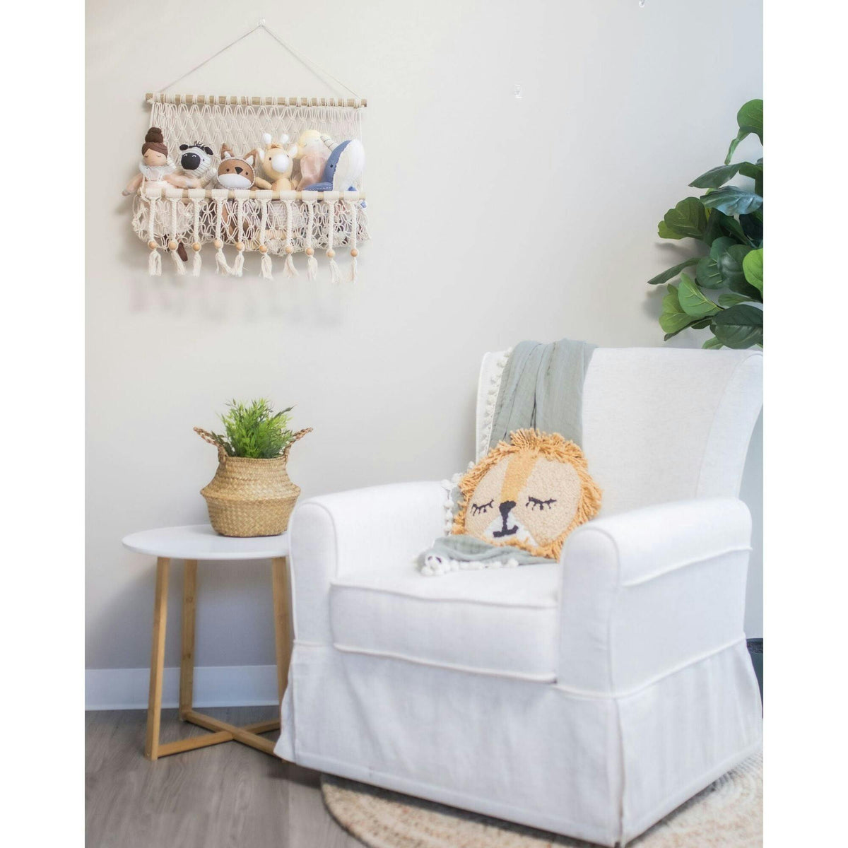 Willow Hanging Macrame Basket Storage
