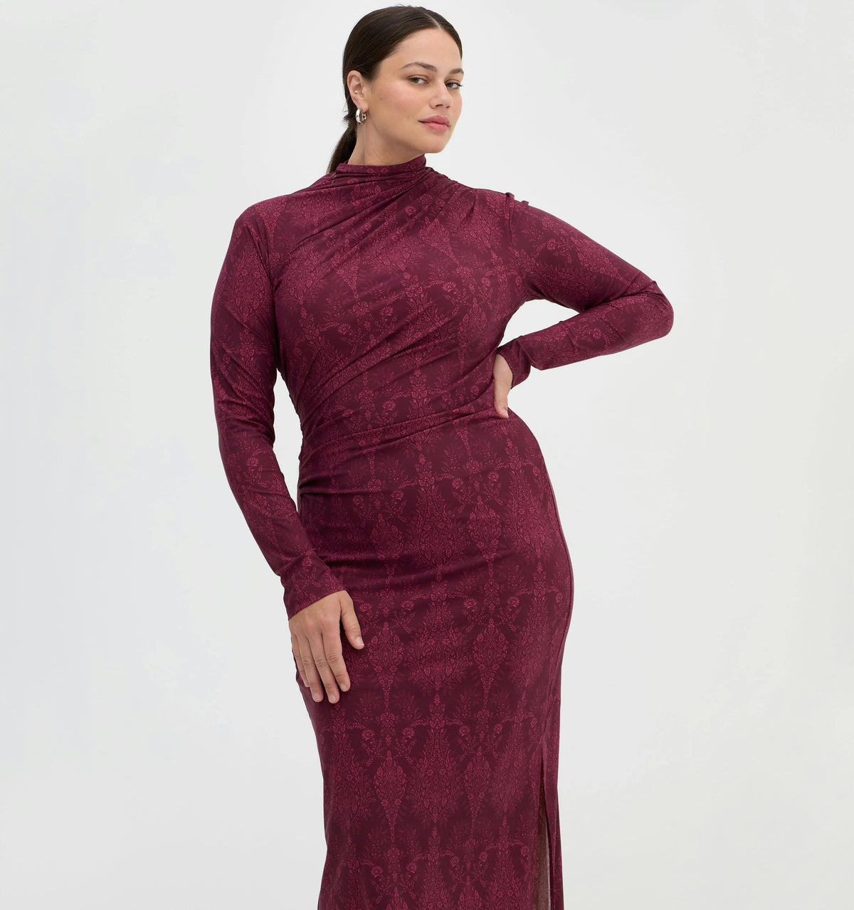 The Rizzo Dress - Plum Damask