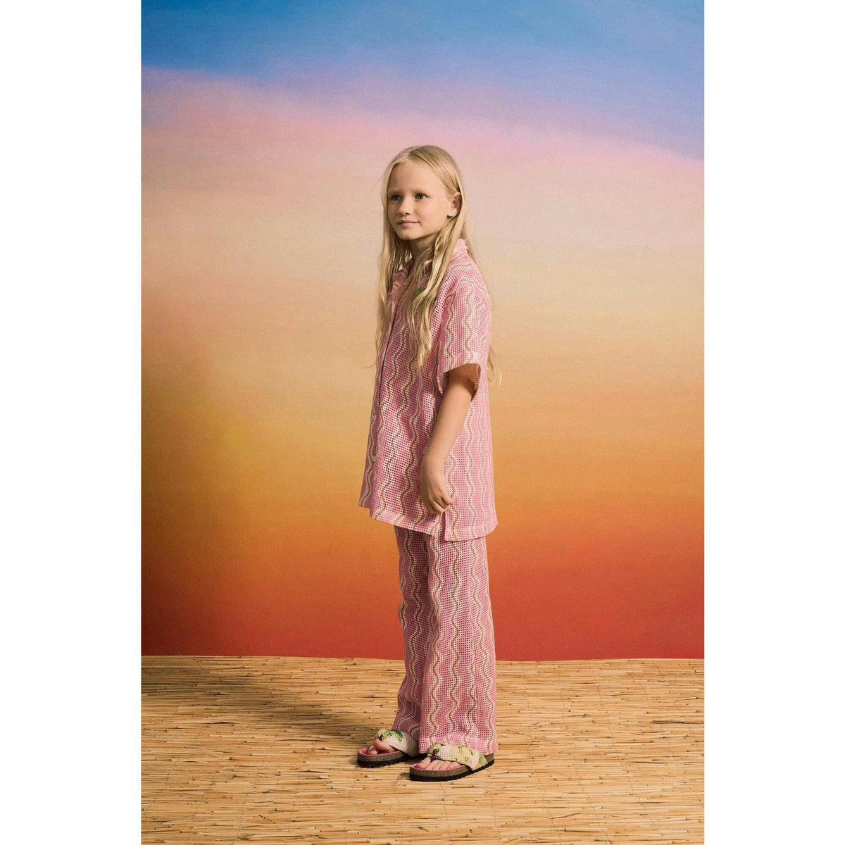 WAVY KNIT PANTS BLUE