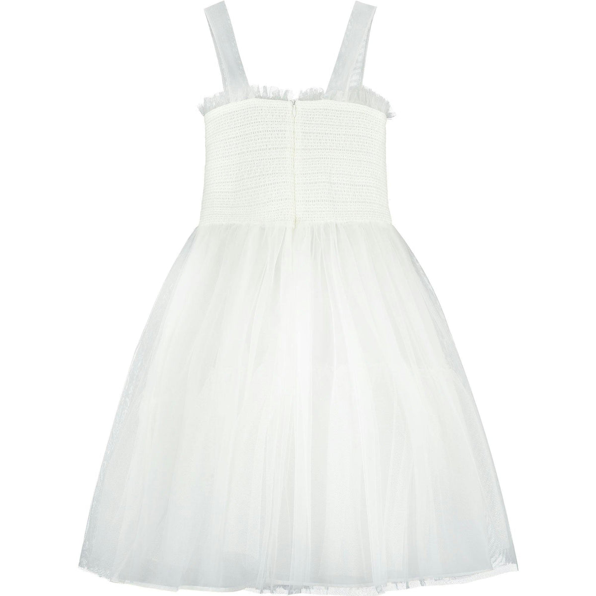 Angel Smocked & Embroidered Tulle Girls Occasion Dress