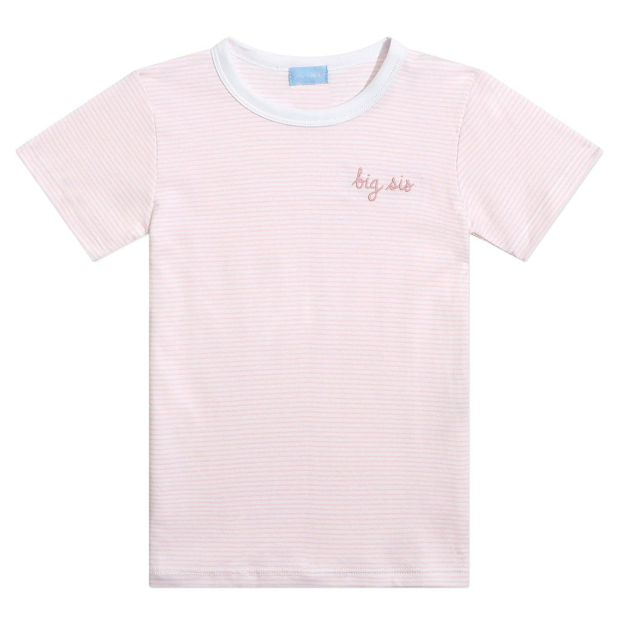 "Big Sis" Short Sleeve Tee in Pink Stripe