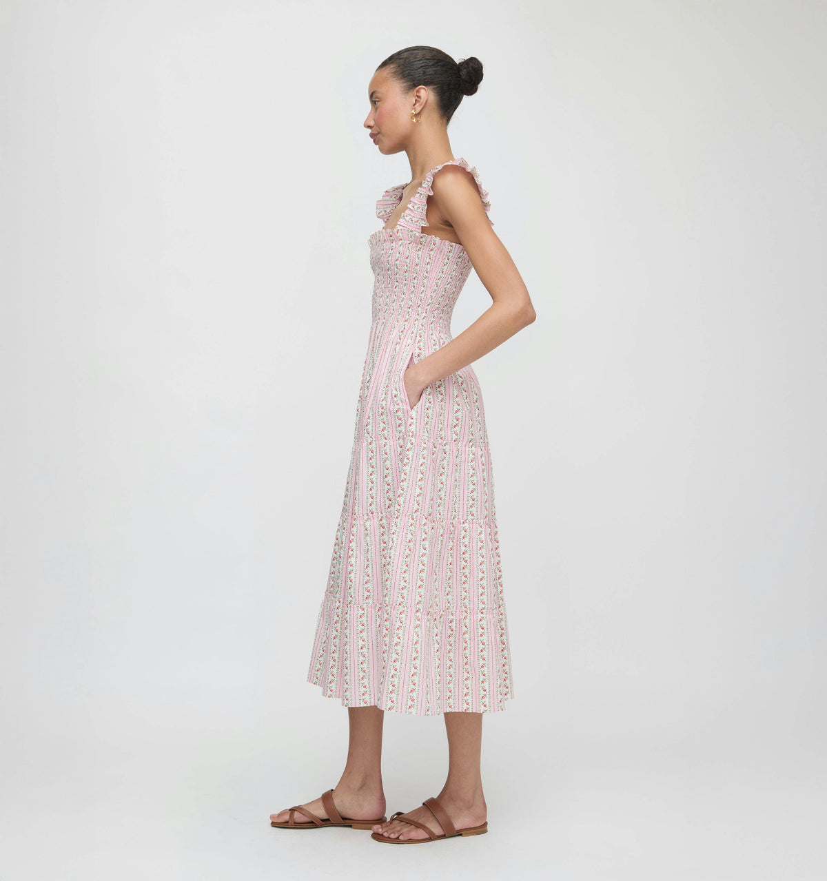 The Ellie Nap Dress - Pink Floral Dot Stripe
