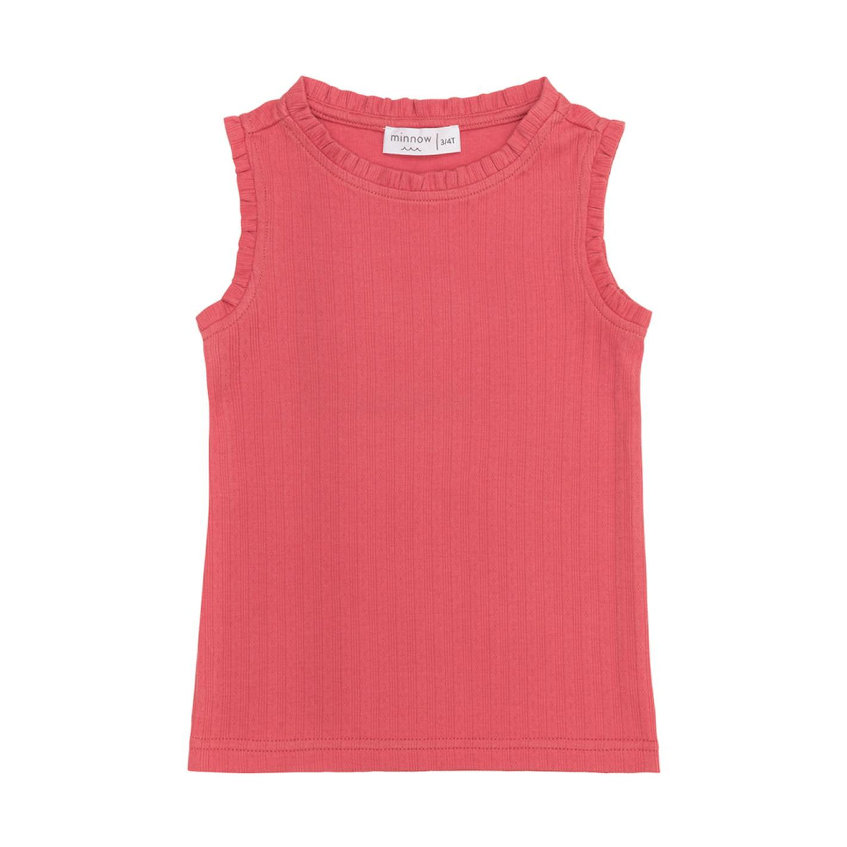Girls Poppy Red Ruffle Pointelle Tank