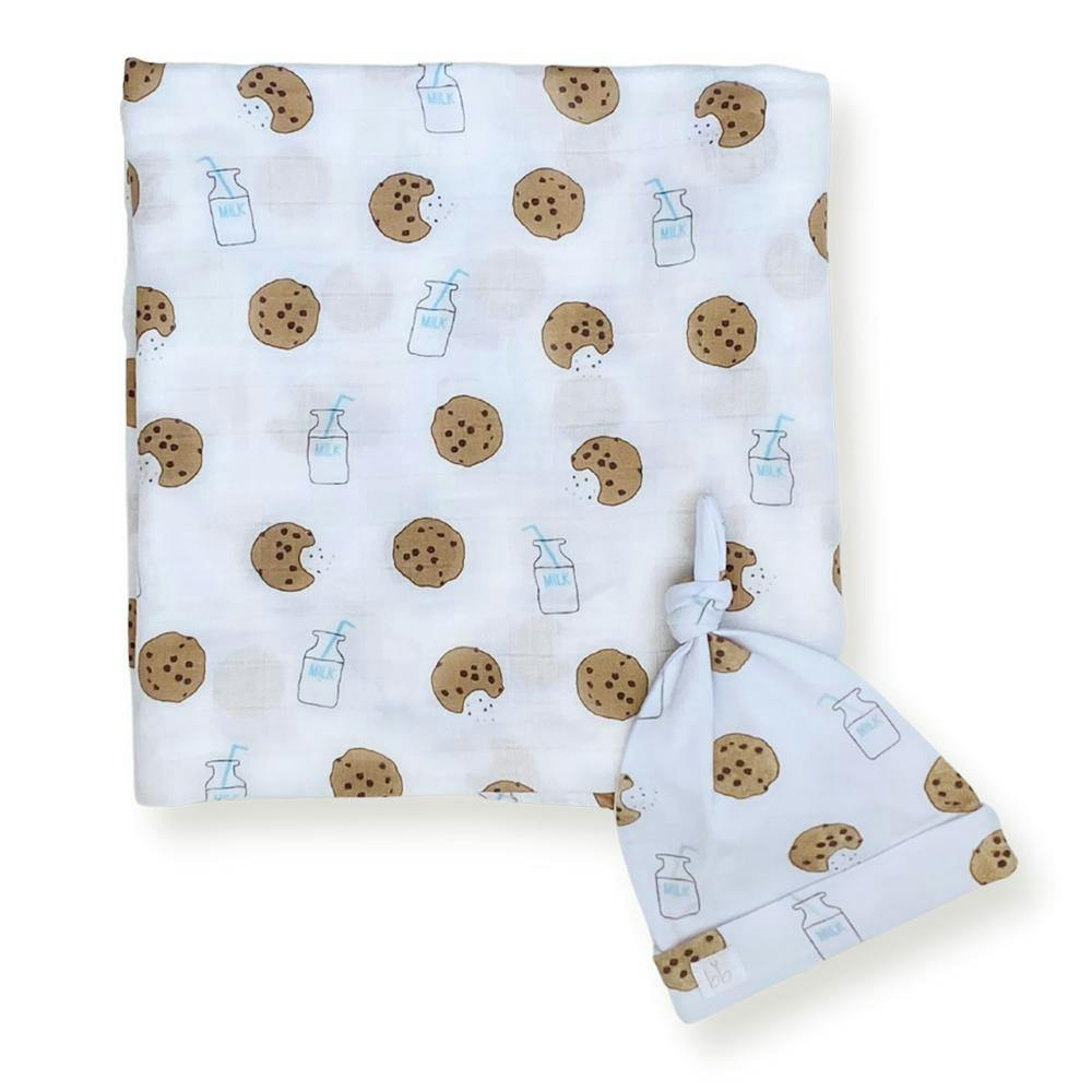 Bamboo Muslin Swaddle Blanket & Topknot Set - Ribbits By The Pond