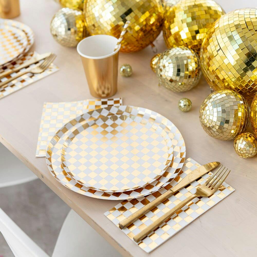 Check It! Gold Clash Check Guest Napkins