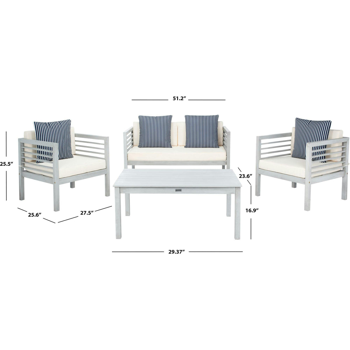 Alda Eucalyptus 4-Piece Outdoor Set