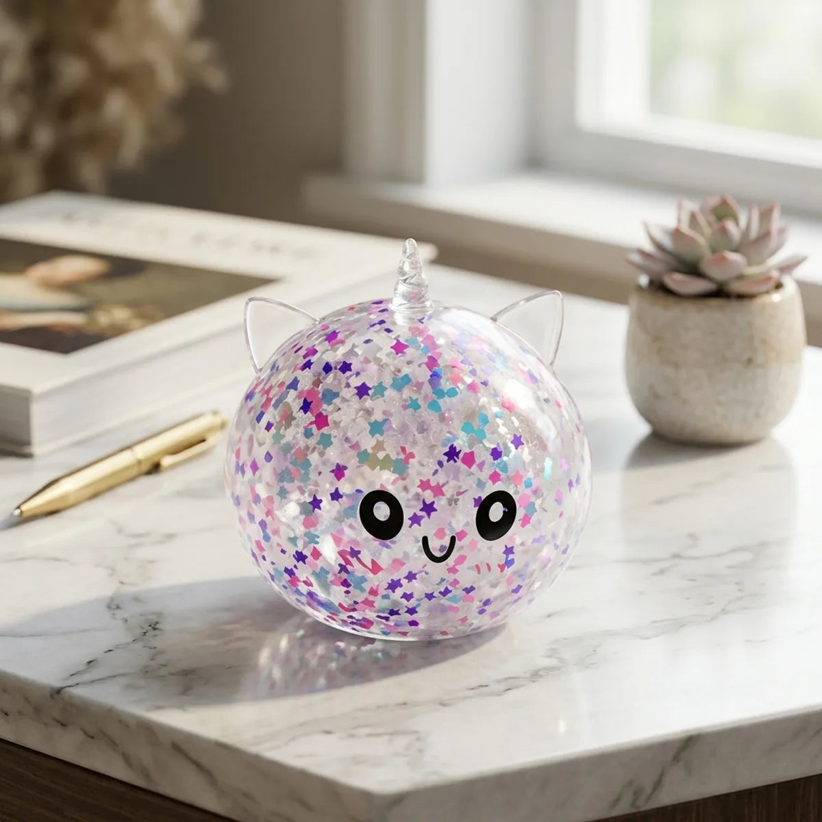 Stardust White Unicorn Sparkle Dumpling Squishy