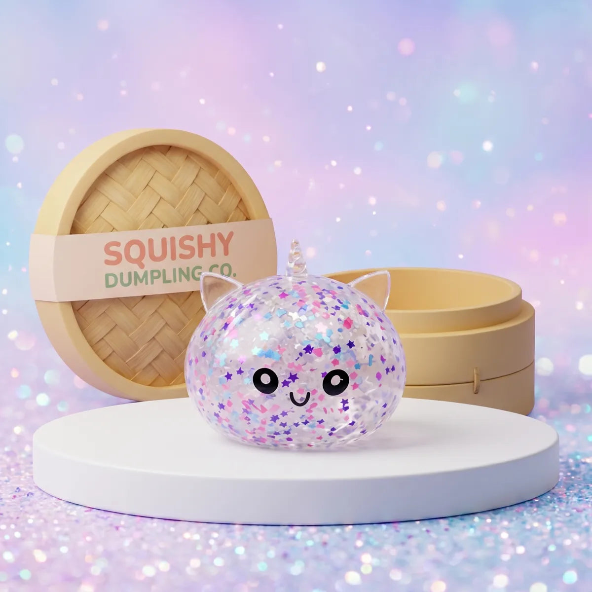 Stardust White Unicorn Sparkle Dumpling Squishy