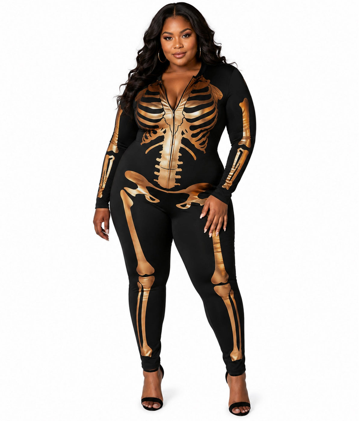 Bronze Skeleton Bodysuit Plus Size Costume