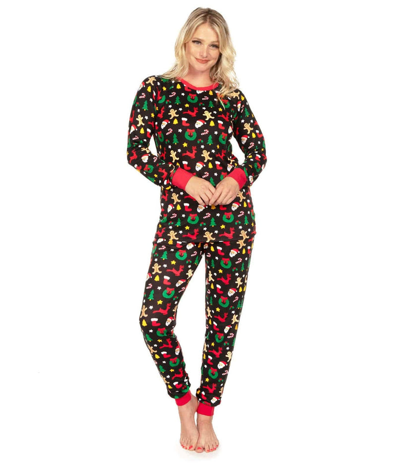 Womens Cookie Cutter Pajama Set with Side Pockets and Drawstring Waist
