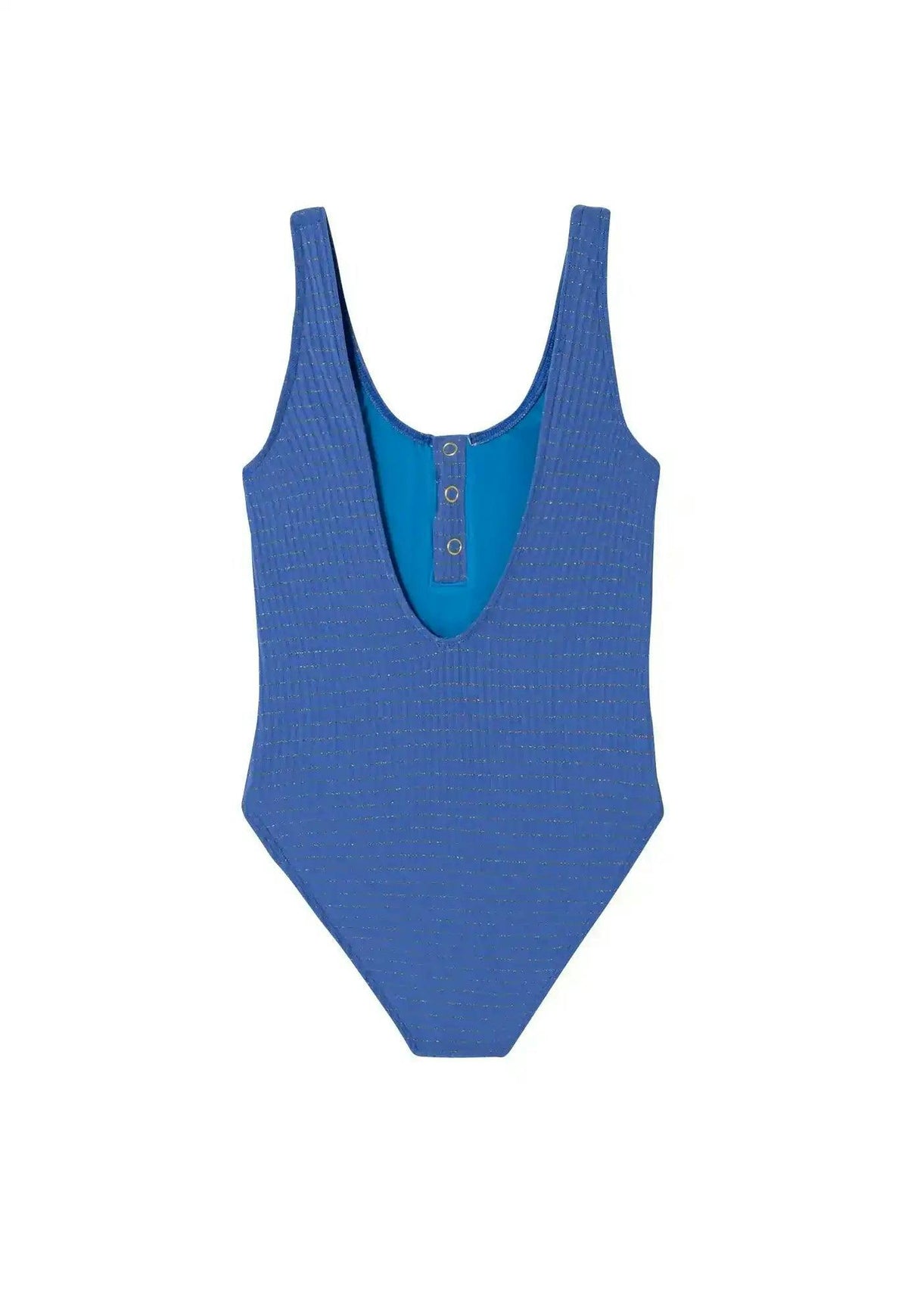 Girls' one-piece swimsuit, blue/gold | CALYPSO 1P