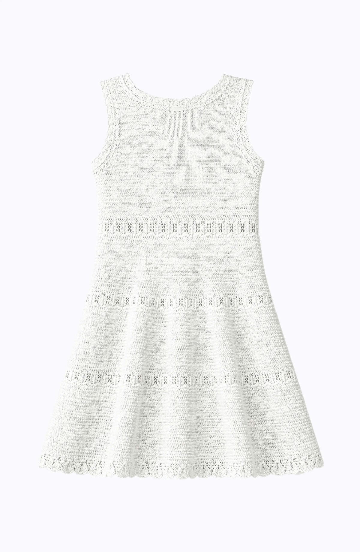 Cali Crochet Flare Summer Beach Dress - White
