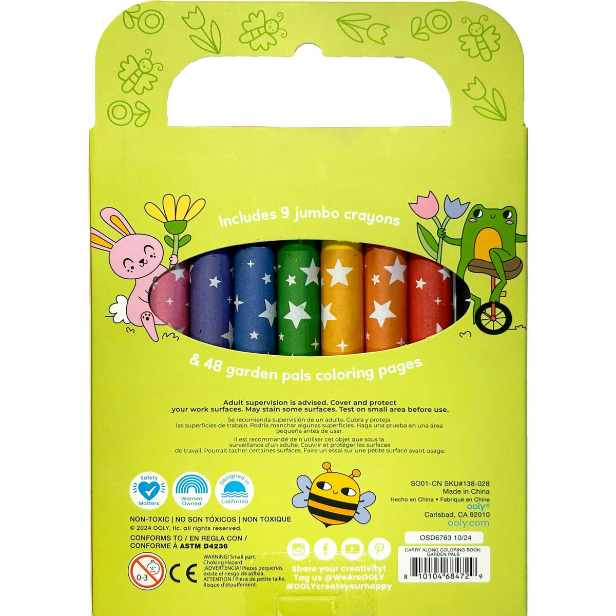 Carry Along! Coloring Book and Crayon Set - Garden Pals - Set of 9 Crayons