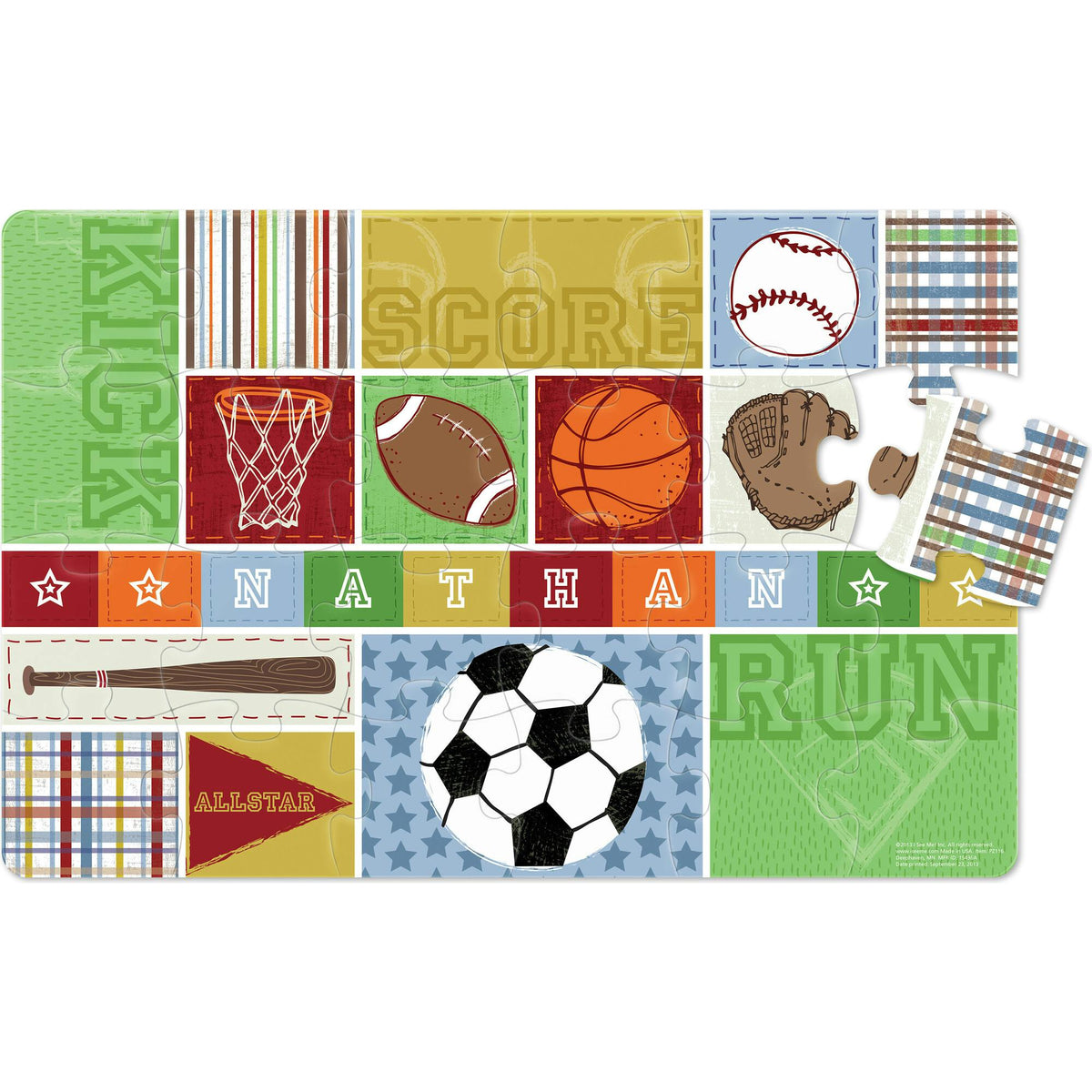 Kick, Score, Run 24-Piece Personalized Puzzle